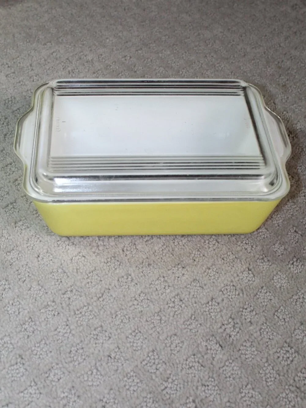 Vintage Pyrex 503 Yellow Refrigerator Dish w/ Original Ribbed Glass Lid 1.5 Qt